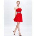 Grace Karin sin tirantes de color rojo rebordear vestidos de baile corto CL4792-1